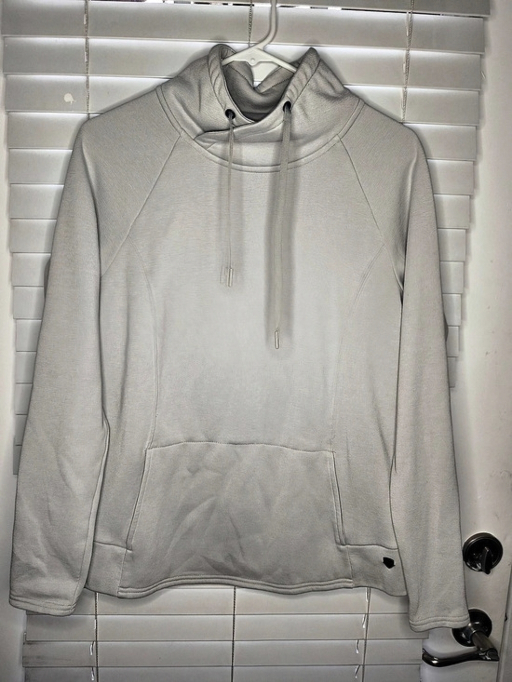 KUHL Women's Cowl Neck Pullover Sweatshirt Fleece Hoodie Grey Blue Cozy Top M